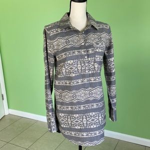 Gray and tan flannel shirt